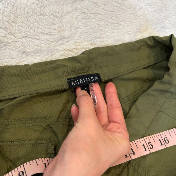 Mimosa - 'Raina' Wide Leg Nylon Drawstring Olive Military Green Pants - Large L - Picture 7 of 9
